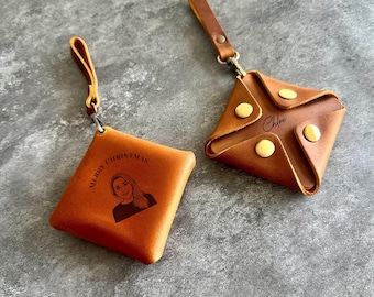 Personalised Leather Coin Purse Pouch-Earphone Case-Coin Holder-Self Closing Bag-Makeup Pouch-Travel Jewelry Pouch-Christmas Gifts