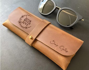 Estuche de cuero personalizado para gafas, funda para gafas grabada a medida