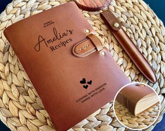 Handcrafted Leather Recipe Book (400 Pages) • Family Recipe Book • Gifts for mom • Traveler's journal ideas • Mother's day gift