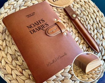Personalized Leather Journal – Christmas & Corporate Gift for Him Her, Custom Engraved Notebook for Dad Mom Boss Teacher Writer