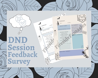 DND session feedback survey to improve your campaign for dungeon masters and adventurers/players minimalist style