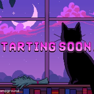 Cozy Witch Animated Twitch Stream Screens | 8bit Pixel Art | OBS, Twitch, YouTube | Halloween Spooky Theme