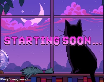 Cozy Witch Animierte Twitch Stream Bildschirme | 8bit Pixel Art | OBS, Twitch, YouTube | Gruseliges Halloween-Thema