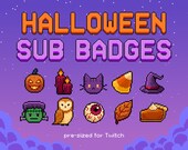 Witchy Halloween Twitch Sub Badges | Spooky Cute, 8bit Pixel Art | Loyalty Bit Badge, Cute Stream Graphic, Transparent PNG Download