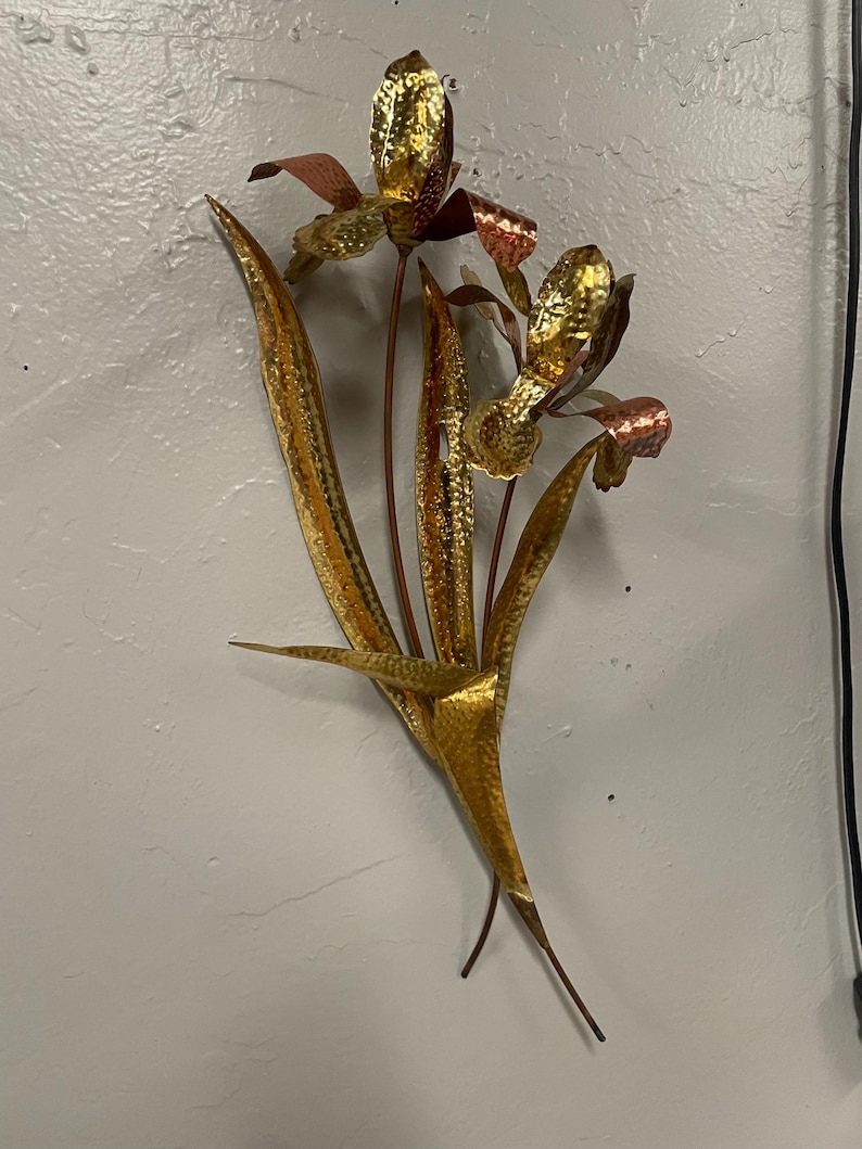 Picture of Vintage Metal Gold Copper Flower Wall Decor - Etsy