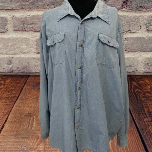 Wrangler HERO Long Sleeve Button Down Denim Shirt Men's XL cotton blue type Vintage Second Hand main image 0