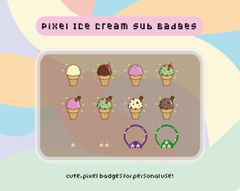 Pixel Art Eiscreme Abzeichen - Twitch Flairs (Digitaler Download)