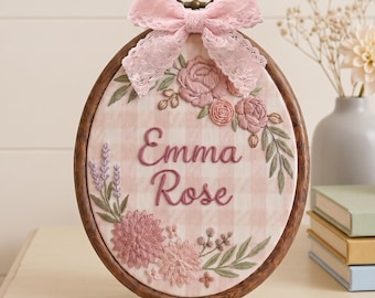Personalized Wildflower Baby Name Hoop, Custom Floral Embroidered Nursery Decor, Baby Name Sign, Baby Girl Wall Art, Baby Shower Gift