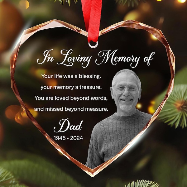 Decorazione commemorativa in vetro con foto personalizzata: regalo in ricordo della perdita del padre