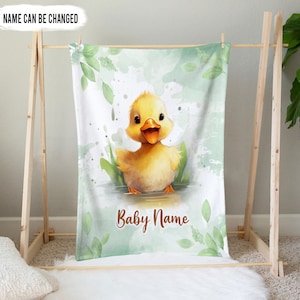 Personalized Baby Name Blanket, Duck Baby Blanket, Baby Shower Gift, Duck Blanket, Newborn Name Swaddle, Duck Swaddle Blanket With Name