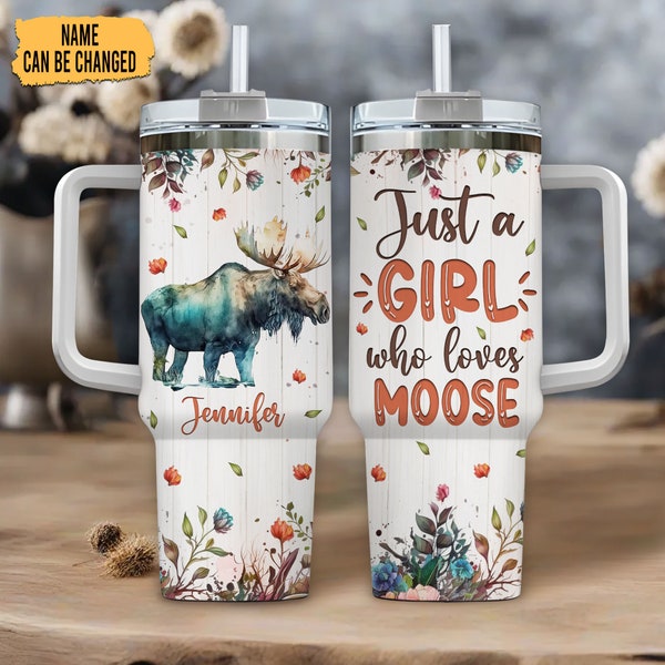 Personalized Moose Tumbler: 40oz Stainless Steel Travel Mug