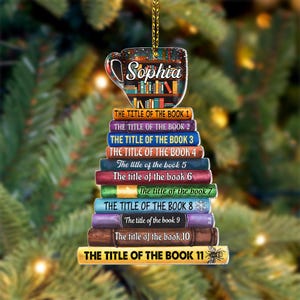 Personalized Christmas Book Tree Name Ornament, Custom Bookish Ornament, Bookworm Gifts, Book Club Ornament, Librarian Gift, Book Lover Gift
