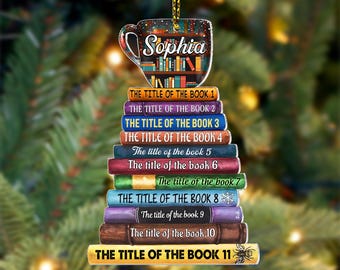 Gepersonaliseerde kerstboek boomnaam ornament, aangepast leesgrage ornament, boekenwurmcadeaus, boekenclubornament, bibliothecaris cadeau, cadeau boekenliefhebber