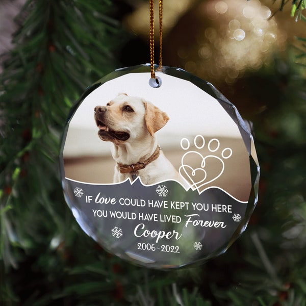 Personalized Dog Memorial Crystal Ornament, Pet Memorial Ornament, In Loving Memory Of Dog Ornament, Dog Loss Keepsake, Dog Glass Ornaments