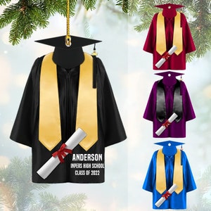 Graduation Ornament, Personalized Graduation Gown Ornament, Gifts for Graduate, Him, Her, Friends, Graduation Christmas Ornament