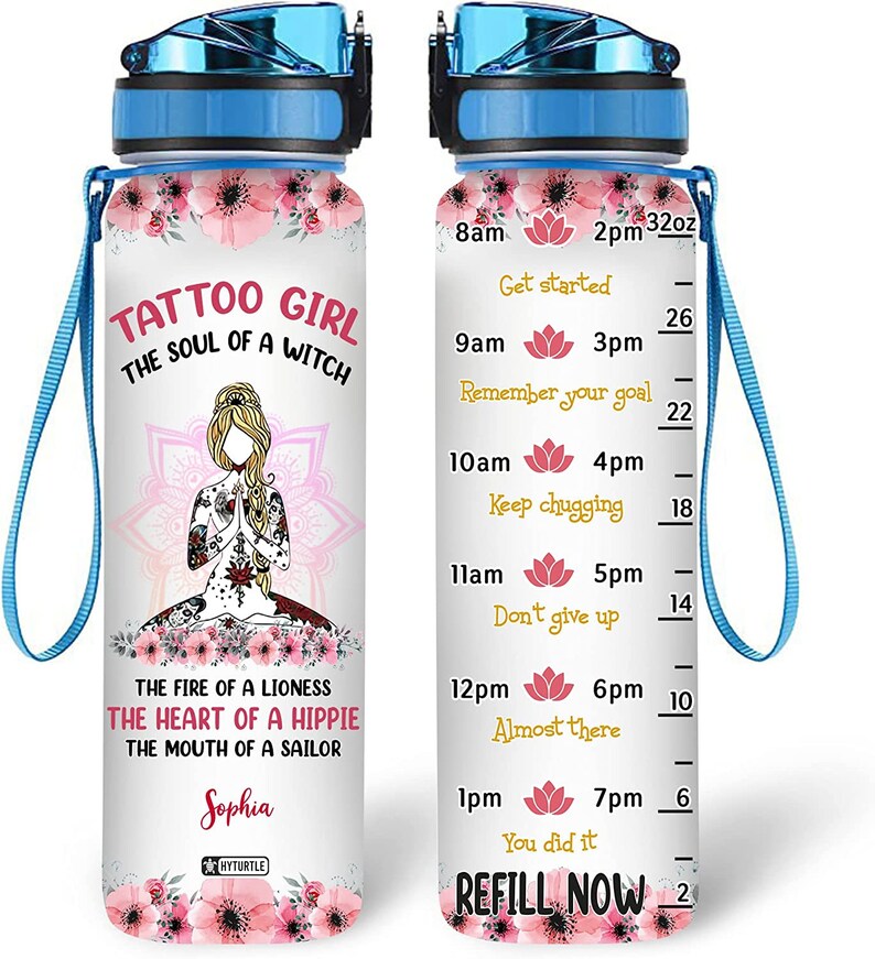 Personalized Yoga 32 Oz Water Bottle, Gifts For Women, Her, Water Bottle Gift For Yoga Lovers, Yoga Lover On Birthday, Mother's Day image 2