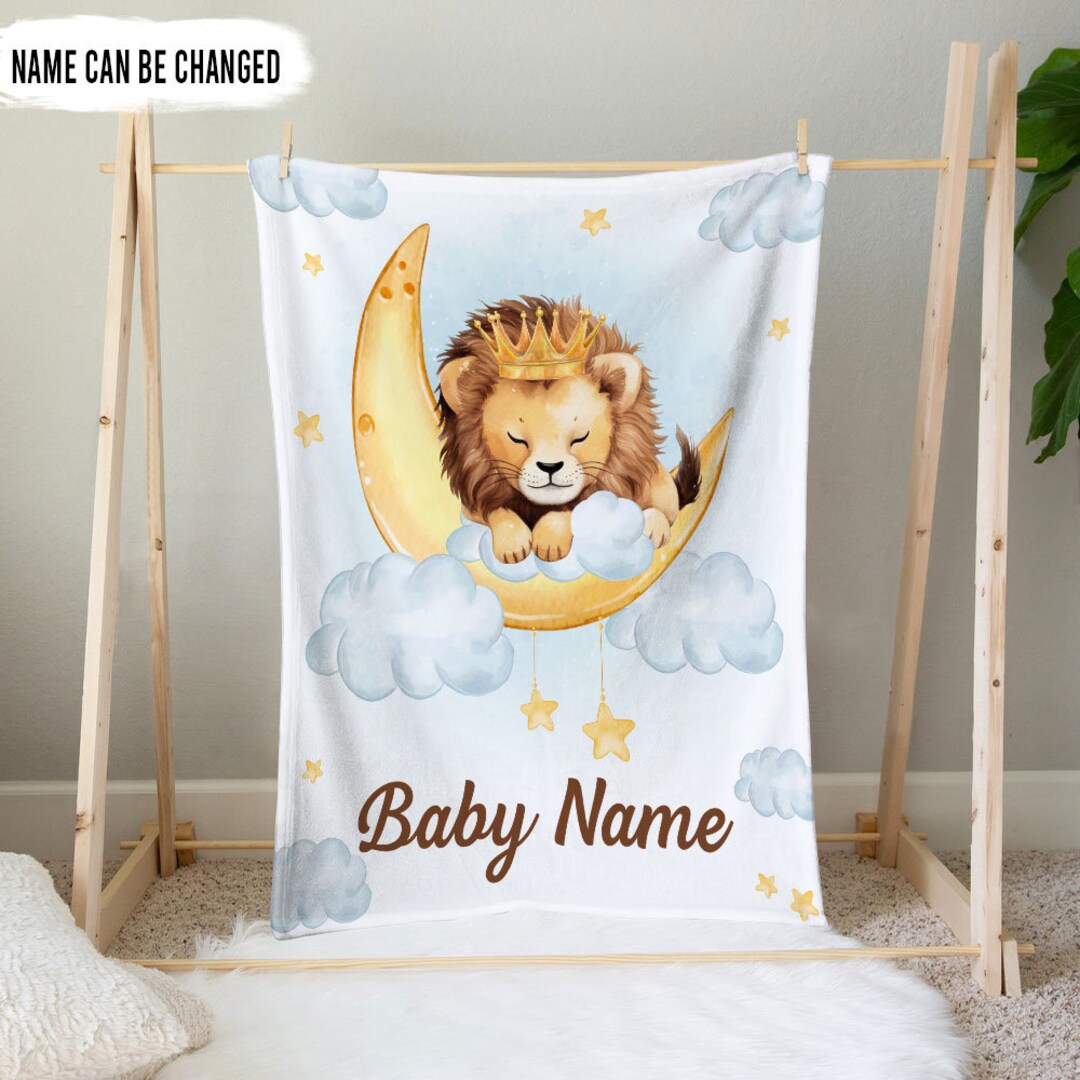 Personalized Baby Blanket With Name, Lion Baby Blanket, Baby Shower ...
