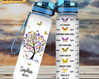 Personalisierte Wasserflasche - Geschenke für Frauen Schmetterlings-Liebhaber am Geburtstag, Weihnachten - Schmetterling Wasserflasche