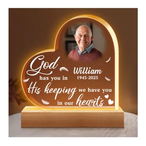 Personalized Memorial Photo Night Light: Sympathy Gift