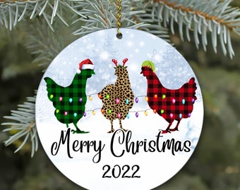 Personalized Chicken Christmas Ornament: Farmhouse Holiday Decor