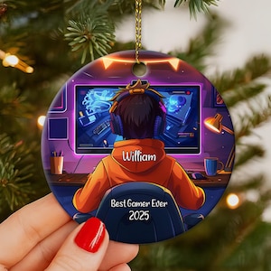 Personalized Coolest Gamer Ever Ornament, Gaming Hand Play Christmas Ornaments, Gamer Christmas Ornament, Video Game Ornament Gift For Boys
