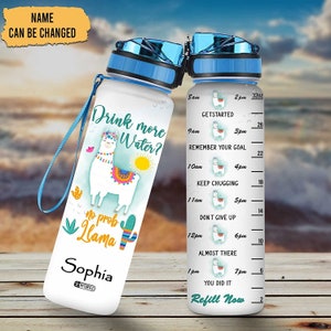Personalized Drink More Water No Prob Llama - Gifts For Women Girls Llama Lovers On Birthday Mother&#39;s Day