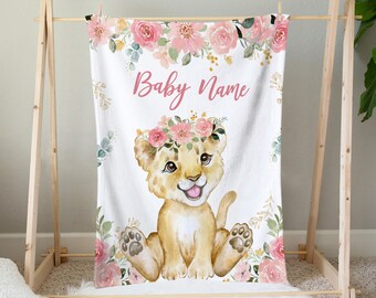 Personalized Baby Blanket With Name, Newborn Baby Gift, Baby Shower Gift Girl, Best Gift For Baby, Lion Blanket, Baby Shower Gift