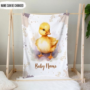 Personalized Baby Name Blanket, Duck Baby Blanket, Baby Shower Gift, Newborn Name Swaddle, Duck Swaddle Blanket With Name, Duck Blanket