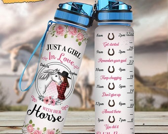 Personalized I'm Just A Girl In Love With Her Horse, Customized Name With Time Marker, Gifts For Women, Gifts For Girls, Mother's Day