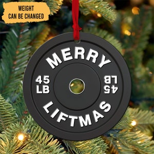 Personalized Merry Liftmas Ornament, Weight Lifting Christmas Ornament, Workout Christmas Ornament, Weight Lifting Gift For Trainer