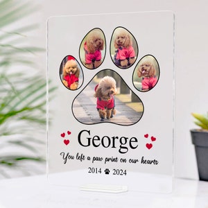 Personalized Pet Memorial Acrylic Plaque: Dog Cat Loss Sympathy Gift