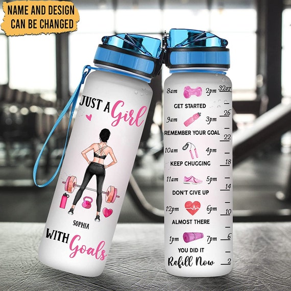 Just A Girl With Goals New Version - Personalized Water Bottle