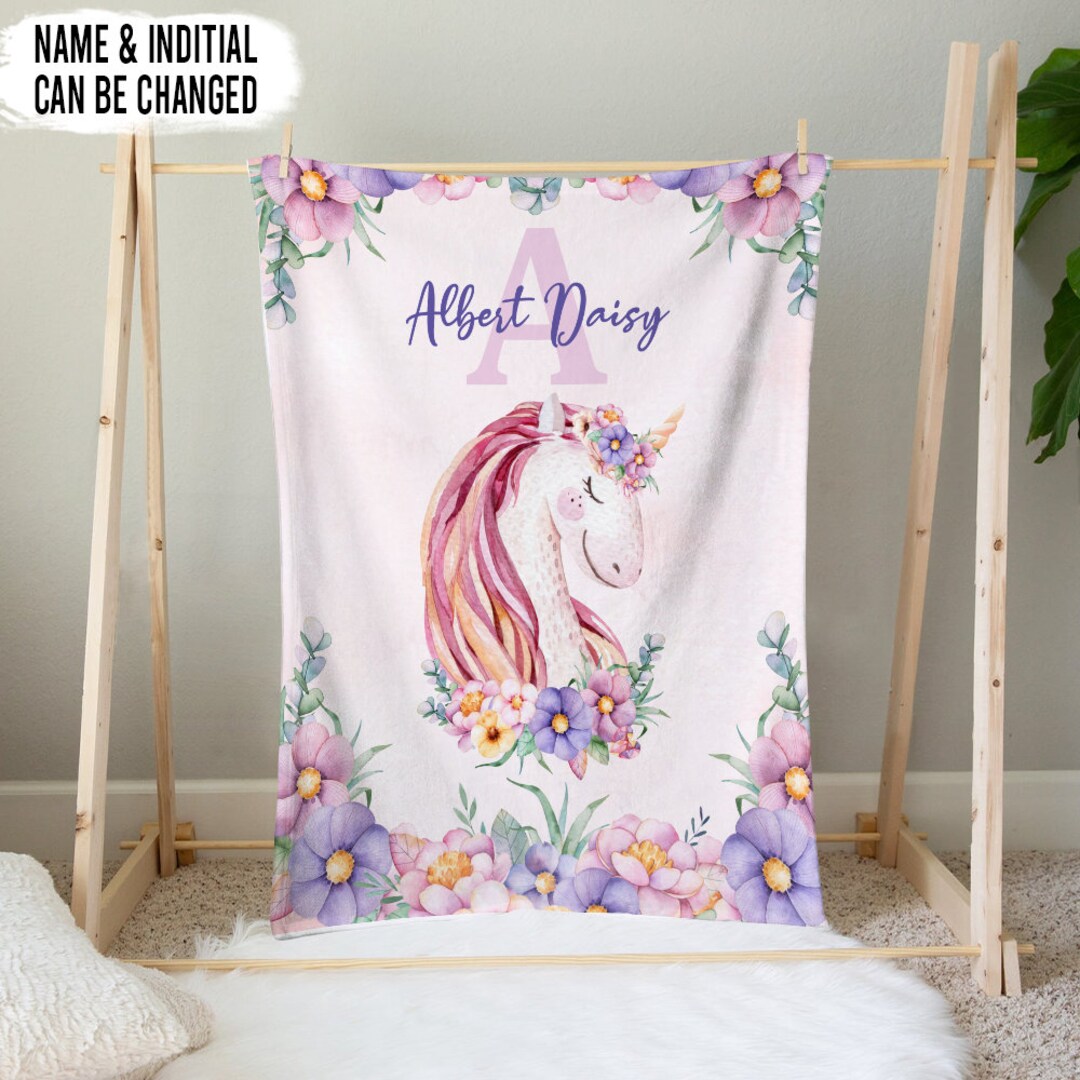 Personalized Unicorn Baby Blanket Unicorn Baby Name Blanket Etsy