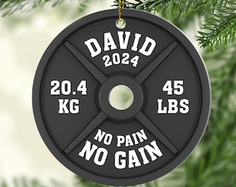 Personalized Weight Lifting Christmas Ornament, Workout Christmas Ornament Xmas, Gym Ornament Tree Hanging Ornament, Fitness Ornament