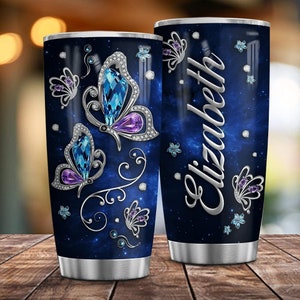 Butterfly Tumbler Personalized, Butterfly Gifts, Butterfly Tumbler Cup With Straw, Butterfly Gifts For Women, Butterfly Lover Gifts