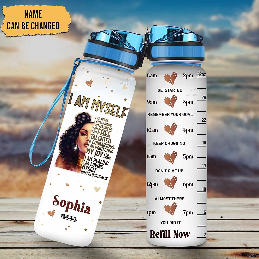 Just A Girl With Goals New Version - Personalized Water Bottle With Time  Marker - Birthday, Motivation Gift For Her, Girl, Woman, Fitness Lovers