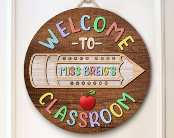 Personalized Classroom Wooden Sign, Teacher Door Sign, Teacher ...
