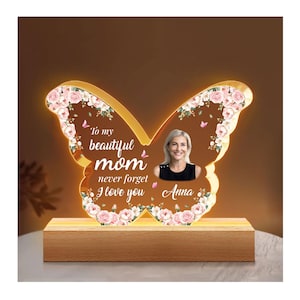 Personalized Night Light Gifts for Mom - Custom Photo Acrylic Plaque Gift for Mom from Daughter, Son, Kids On Birthday Mother’s Day