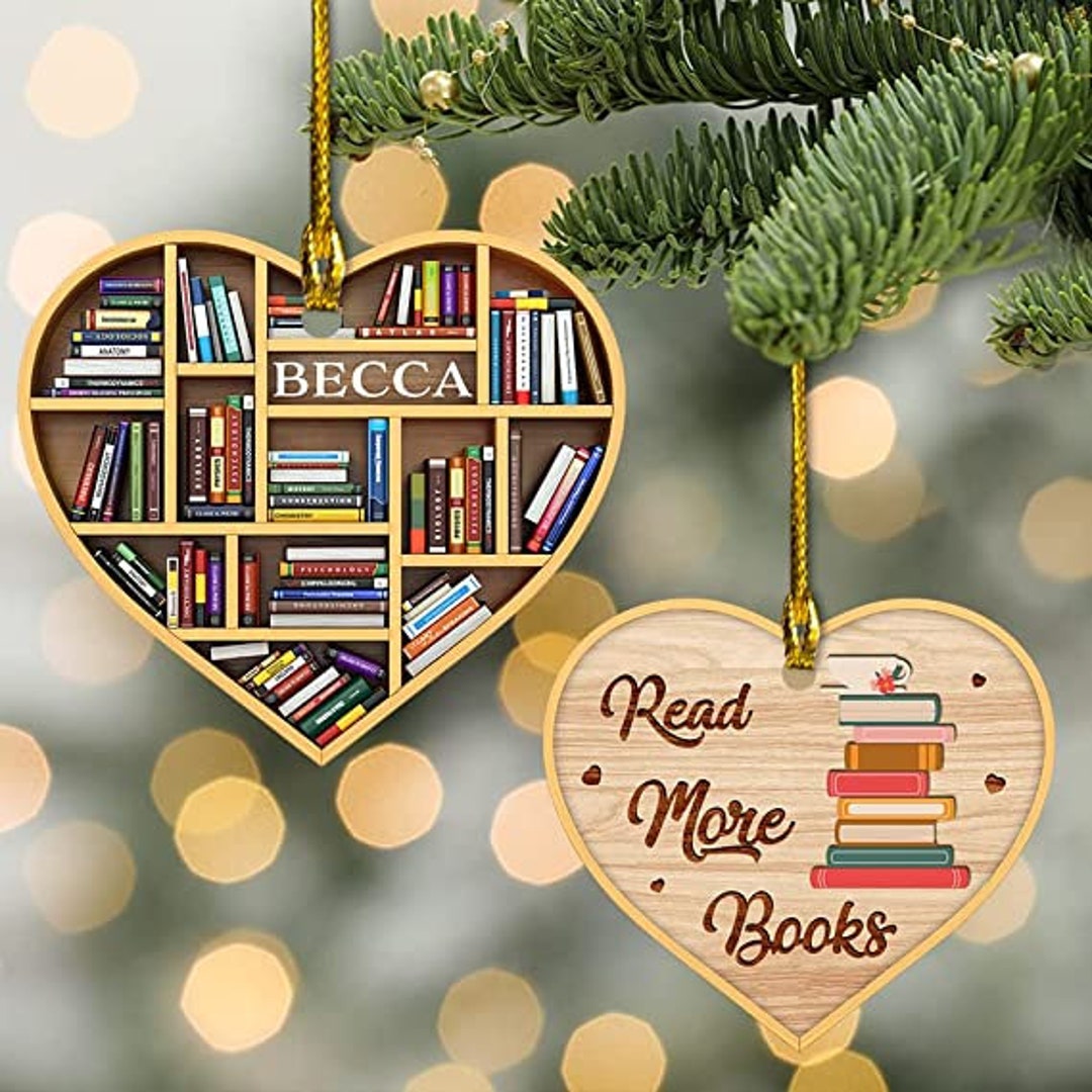 Custom Read More Book Ornament, Reading Book Christmas Ornament, Book Stacked Ornament