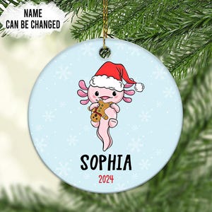 Personalized Axolotl Ornament, Merry Axolotl Christmas Ornament, Axolotl Amphibian, Axolotl Christmas, Cute Axolotl, Kids Ornament 2024