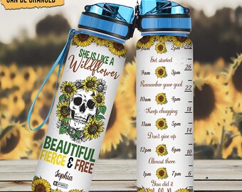 Personalized She is Like A Wildflower, Skull Sunflower Customized Name With Time Marker Gifts For Sunflower Lover Skull Lovers