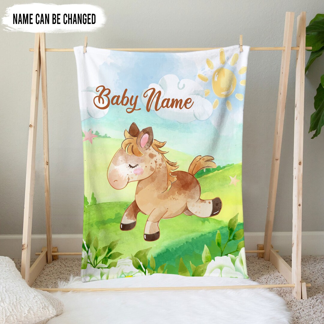 Personalized Cute Horse Baby Blanket Baby Horse Blanket for Etsy