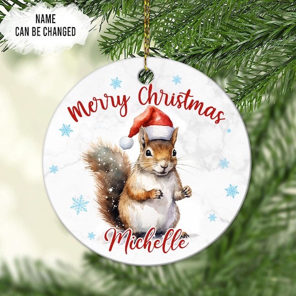 Personalized Squirrel Christmas Ornament, Cute Squirrels Ornaments, Squirrel Christmas Ornaments, Ornament Gifts for Squirrel Lover