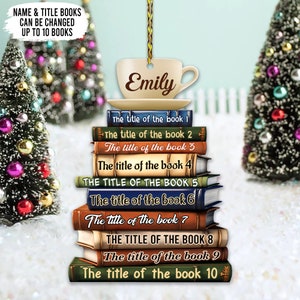 Personalized Christmas Book Ornament, Bookstack With Custom Titles, Customized Gift For Book Lovers, Book Christmas Ornaments