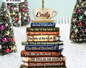 Personalized Christmas Book Ornament, Bookstack With Custom Titles, Customized Gift For Book Lovers, Book Christmas Ornaments