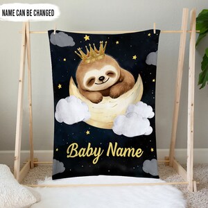 Personalized Sloth Baby Blanket, Newborn Swaddle, Baby Name Swaddle, Swaddle Blanket With Name, Baby Shower Gift, Baby Sloth Baby Blanket