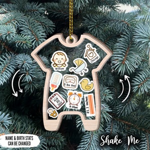 Personalized Baby&#39;s First Christmas Ornament 2024, Custom New Baby Gift, 4D Shake Babies Ornament, Baby Shower Gift, Baby Name Xmas Keepsake