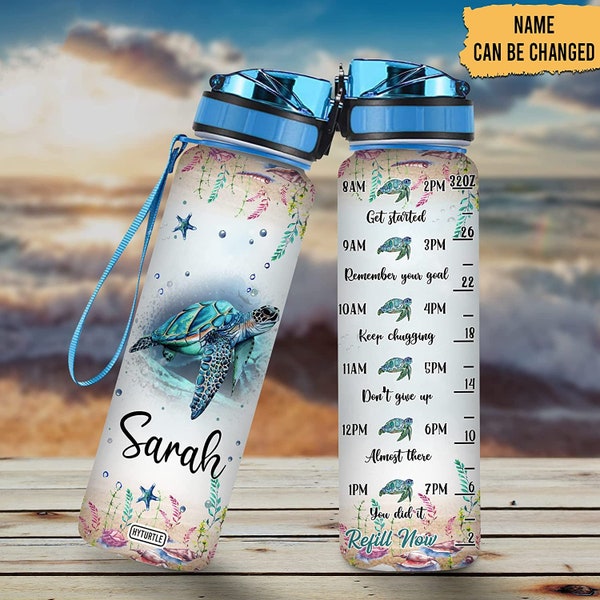 Personalized Love Turtle Water Bottle - Birthday Christmas gift for Turtle Lover Gift For Her, Gift For Women, Birthday Gift