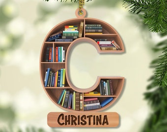 Personalized Librarian Book Ornament, Gift For Books Lovers, Reading Book Christmas Ornament, Book Stacked Ornament, Gift Reading Book Lover