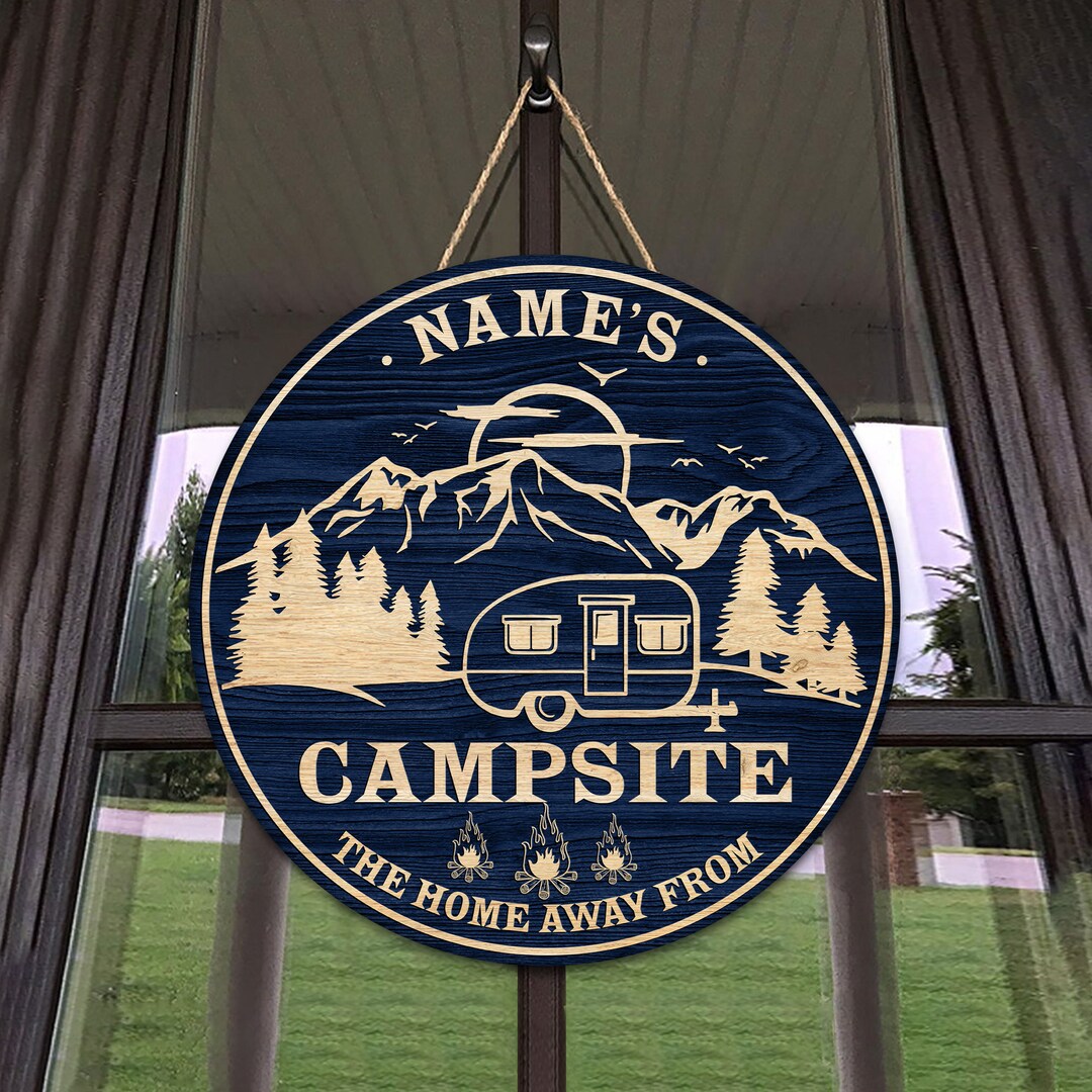 Personalized Campsite Wooden Sign, Custom Name Campsite Sign, Custom